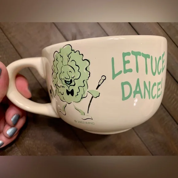 Funny plate & mug “BEET GOES ON” and “LETTUCE DANCE” stoneware lunch dinner set - Picture 3 of 9